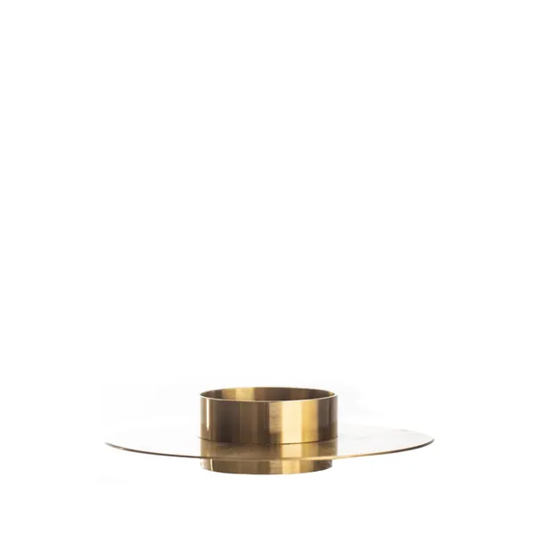 BEJART medium gold candleholder — polished surface for modern tables.