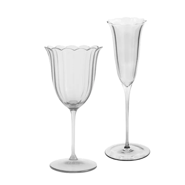 Clear MUSSET glass, set of 2 with flute glass
