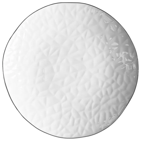 CRISP white dining plate with silver rim