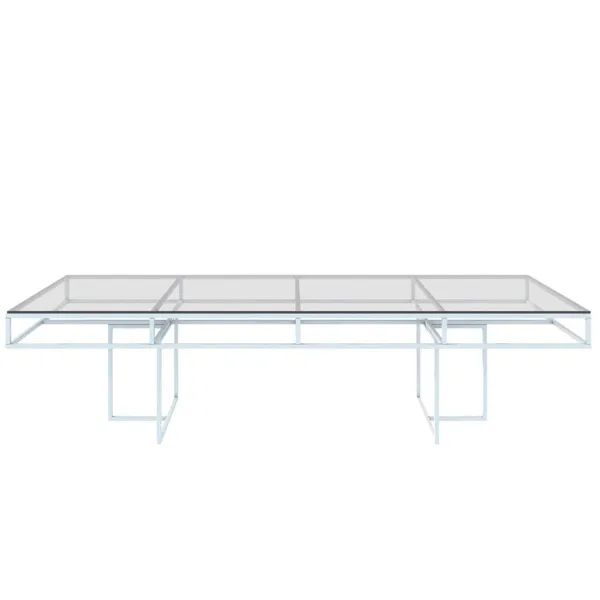White rectangular CORNELL KIDS table with clear glasstop