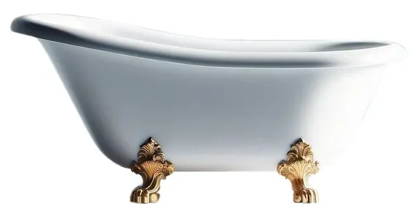 ASARIN bath with gold legs — elegant freestanding tub for creative event setups and champagne displays.