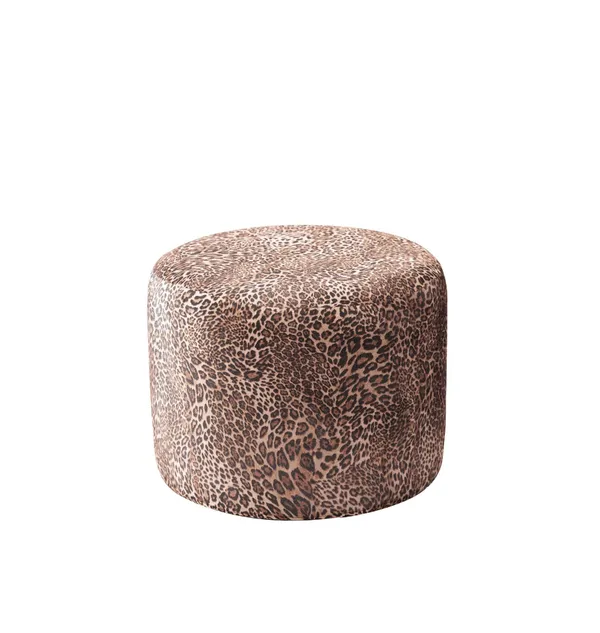 Small round NORMAN pouf, leopard print #343