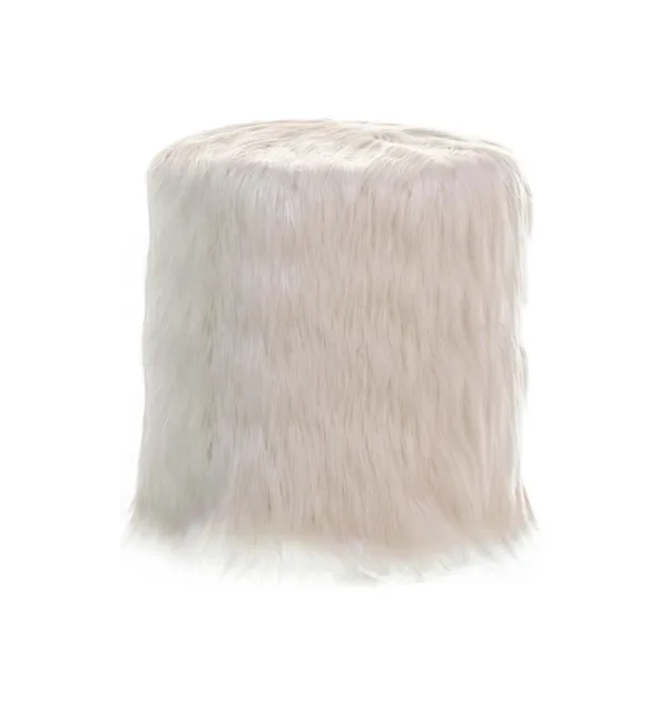 Round NORMAN FUR pouf – medium, white fur #823
