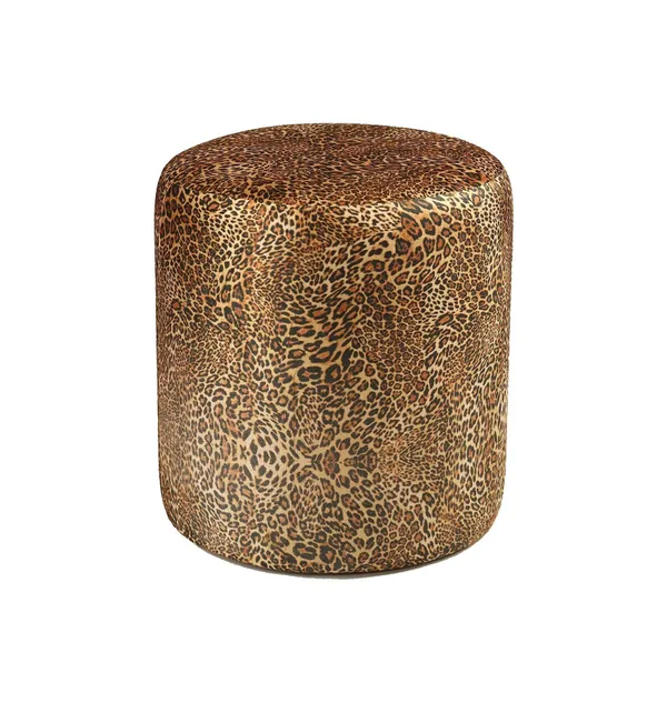 Medium round NORMAN pouf, leopard print #343