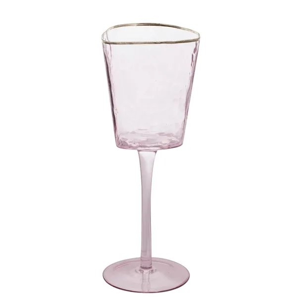Pink EVANS glass with gold rim