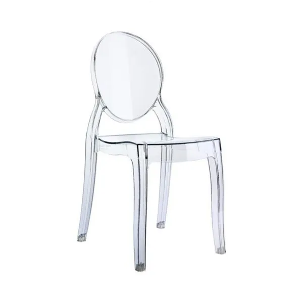 Clear acrylic kids chair (ages 2–6), new 2025, rental.