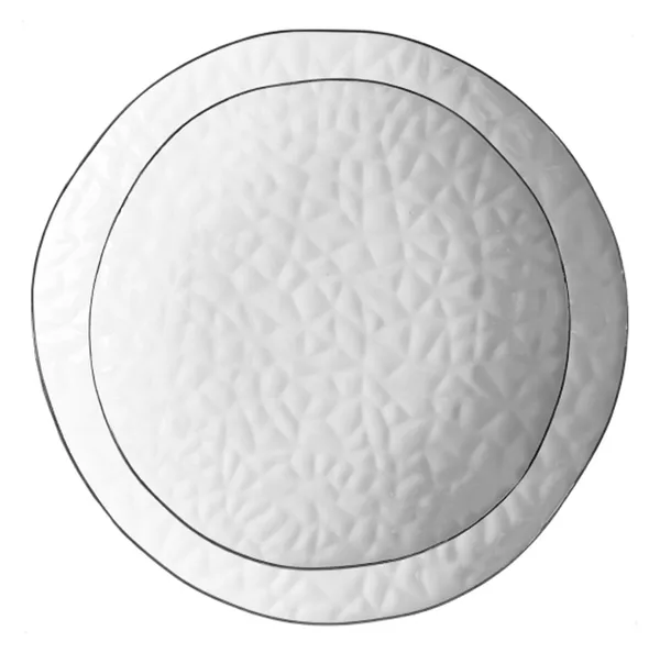 CRISP white plate with silver rim, set of 2