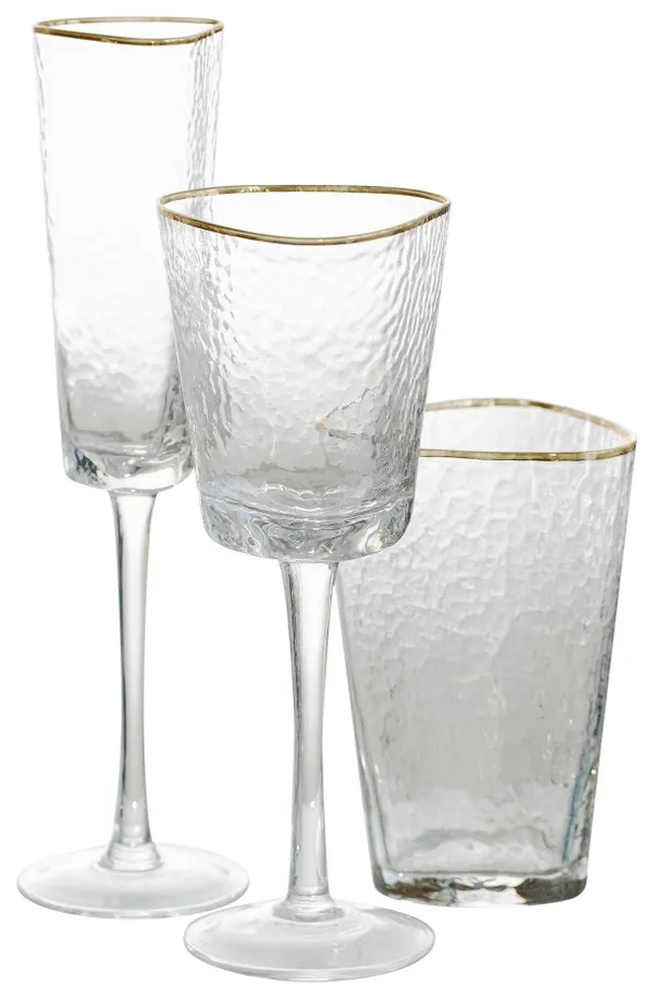 EVANS glass with gold rim, set of 3