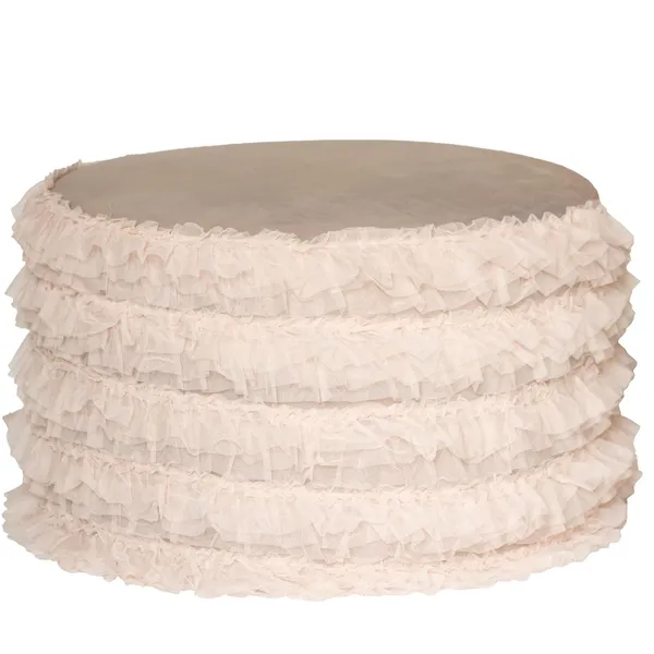 Large round RUFFLES pouf for elegant event rental in Dubai | Go Rent