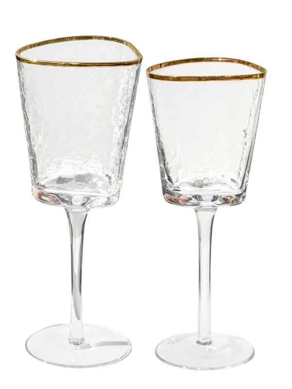 EVANS gold rim wine glass set