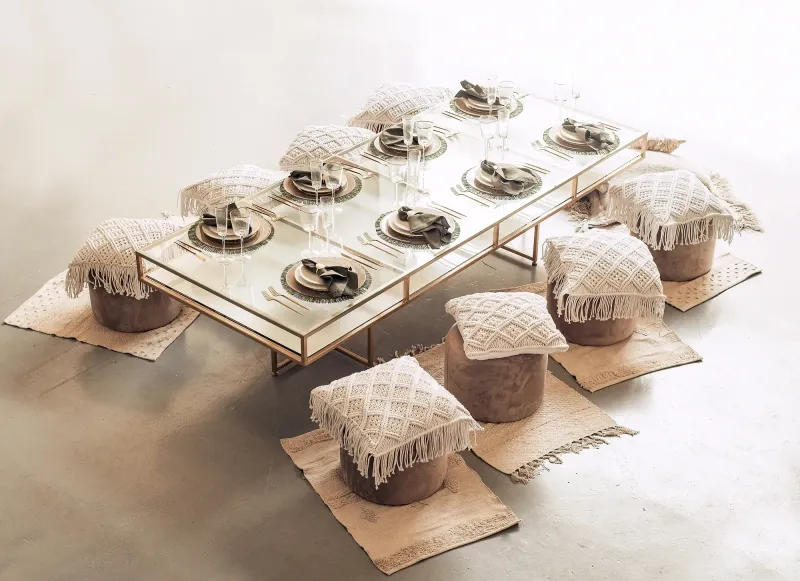 Boho set at the rectangular table