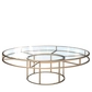 Gold round CORNELL KIDS table with clear glasstop